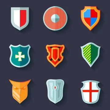 Shield icon flat Illustrazione stock