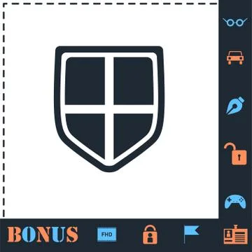 Shield icon flat Stock Illustration