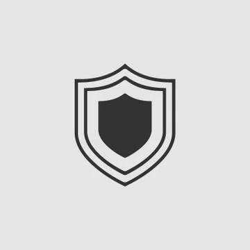 Shield icon flat Stock Illustration