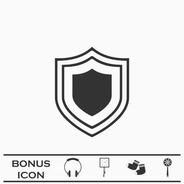 Shield icon flat Stock Illustration