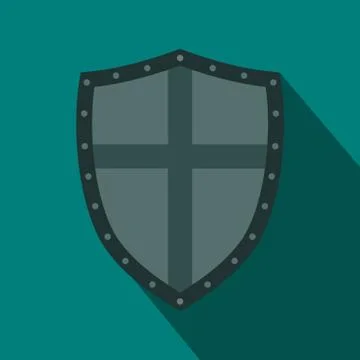 Shield icon, flat style Stock Illustration