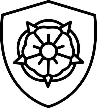 Shield icon with a floral rosette Illustrazione stock