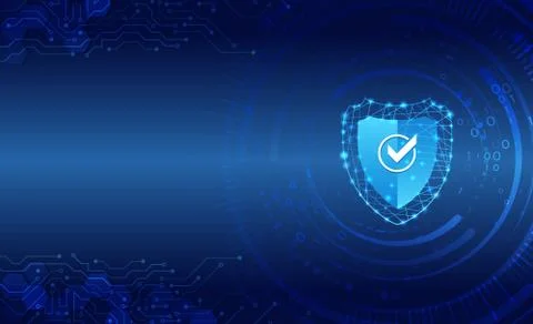 Shield icon, future technology for verification. Abstract circuit board. 스톡 일러스트
