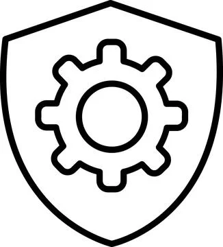 Shield icon with a gear wheel Stock Illustration