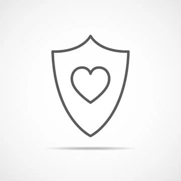 Shield icon with heart. Vector illustration. Stock Illustration