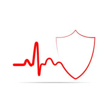 Shield icon with heartbeat sign. Vector illustration Stock Illustration