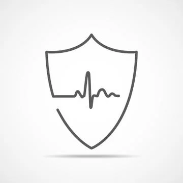 Shield icon with heartbeat sign. Vector illustration Illustrazione stock