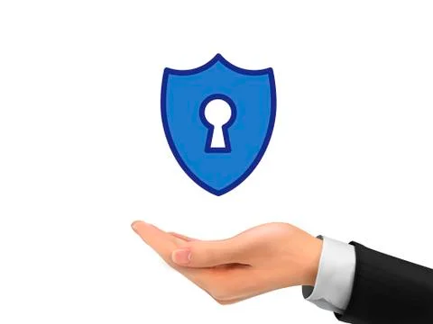 Shield icon holding by realistic hand イラスト素材