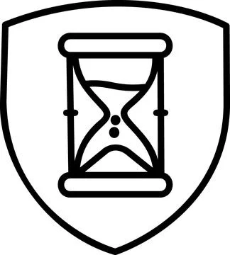 Shield icon with an hourglass timer Illustrazione stock