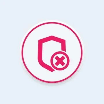 Shield icon, insecure, unprotected, security removed, vector illustration Stock Illustration