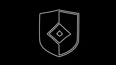 Shield icon isolated, black background, hd motion graphic animation Vidéo 314630290