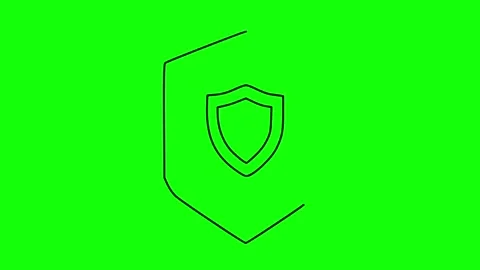 Shield icon isolated, black background, hd motion graphic animation Stock Footage 314630292
