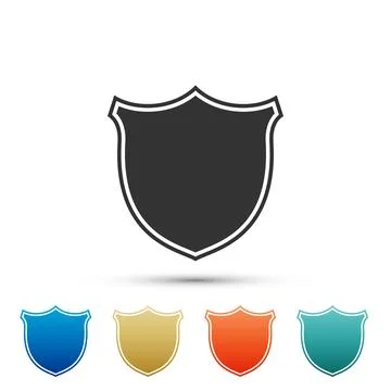 Shield icon isolated on white background. Guard sign. Set elements in colored Illustrazione stock