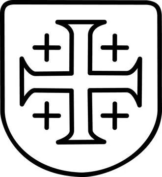 Shield icon with the Jerusalem cross Illustrazione stock
