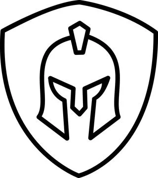 Shield icon with a knight helmet Illustrazione stock
