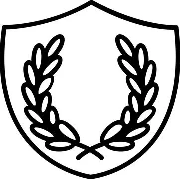 Shield icon with a laurel wreath Stock Illustration