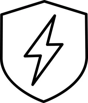 Shield icon with a lightning bolt Stock Illustration