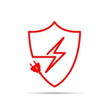 Shield icon with lightning. Vector illustration Stock Illustration