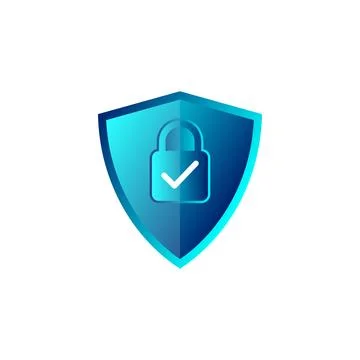 Shield Icon with Lock and Checkmark for Cybersecurity Verification Stock Illustration