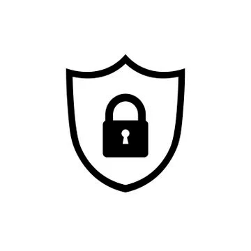 Shield icon. Lock icon. Shield with lock symbol. Stock Illustration