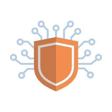 Shield Icon Media Network Data Protection Concept Stockillustratie