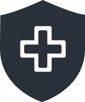 Shield icon with medical cross protection Illustration