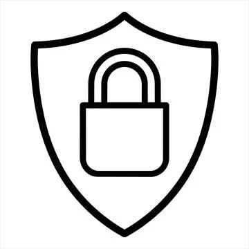 Shield icon with padlock symbolizing security and protection a simple clean Stock Illustration