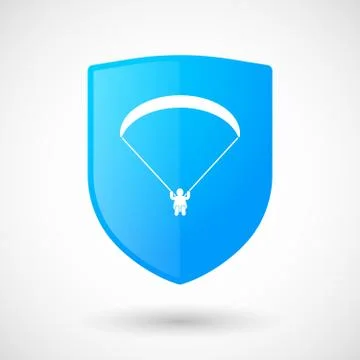 Shield icon with a paraglider Illustrazione stock