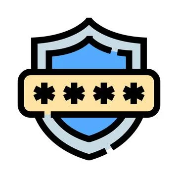 Shield icon protecting computer password for security Stock Illustration