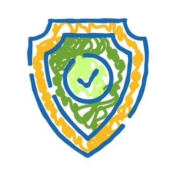 Shield icon protecting data with checkmark approval イラスト素材