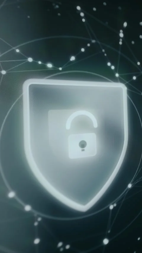Shield icon protecting data cloud Stock Footage 333832234