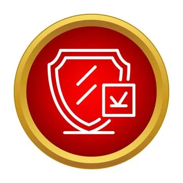 Shield icon protecting data download in circle Stock Illustration