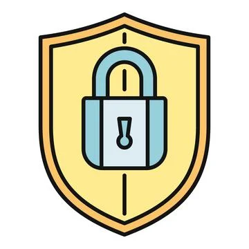 Shield icon protecting data with padlock for security Illustrazione stock