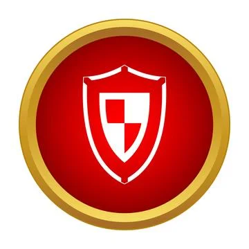 Shield icon protecting data on red button Stock Illustration