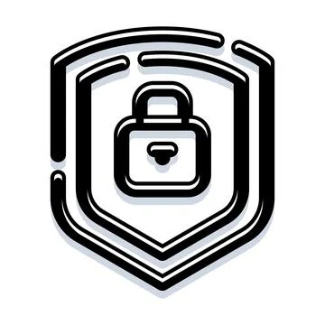 Shield icon protecting padlock representing security concept Stock Illustration