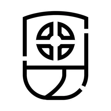 Shield icon protecting target symbol in minimalist design Stock Illustration