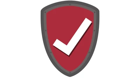 Shield icon protection concept with tick in and out animation red Video stock 88709983