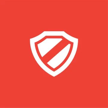 Shield Icon On Red Background. Red Flat Style Vector Illustration Stock Illustration