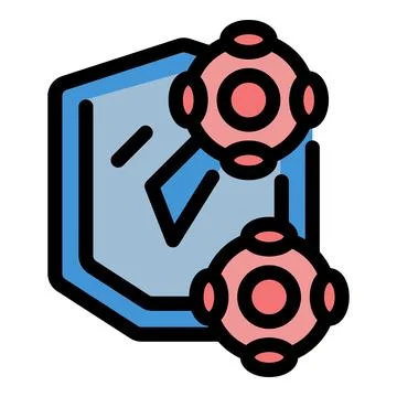 Shield icon with rotating gears for security Stock Illustration