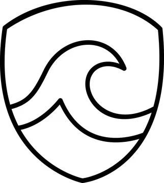 Shield icon with a sea wave Illustration