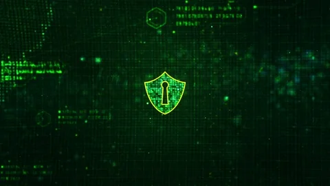 Shield icon on secure global network , Cyber security concept. Earth element Stock Footage 102534748