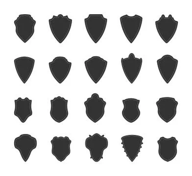 Shield icon set. The basis for heraldic emblems, clubs and signs. Stock Illustration