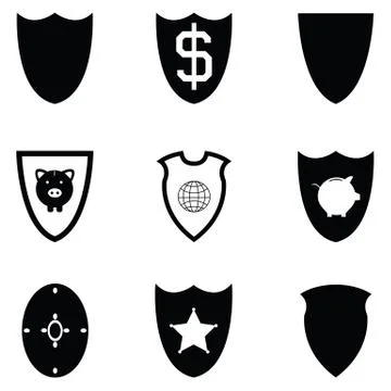 Shield icon set Illustrazione stock