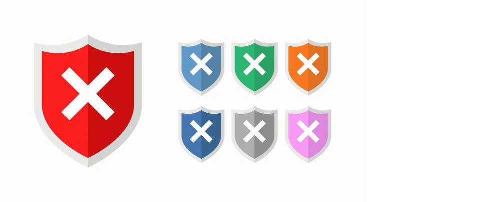 Shield Icon Set. Illustrazione stock