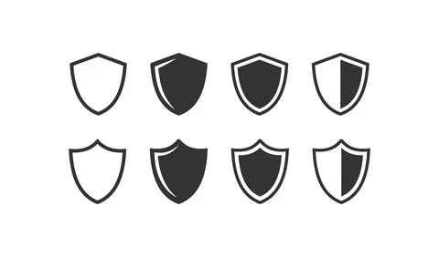 Shield icon set. Old security illustration symbol. Sign logo safety vector Stock Illustration