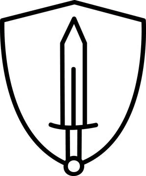 Shield icon with a sharp sword Stock Illustration
