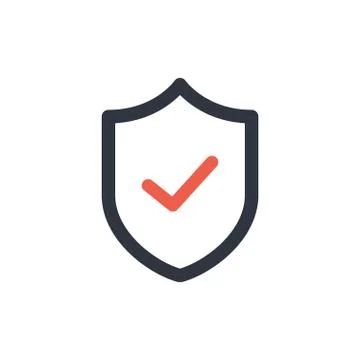 Shield icon. Shield with a checkmark in the middle Protection icon concept Stock Illustration