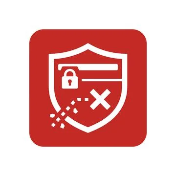Shield icon showing denied access for secure document protection. Ilustración de archivo