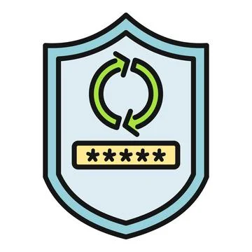 Shield icon showing password reset and protection concept Illustrazione stock