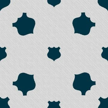 Shield icon sign. Seamless pattern with geometric texture. Vector Stock Illustration
